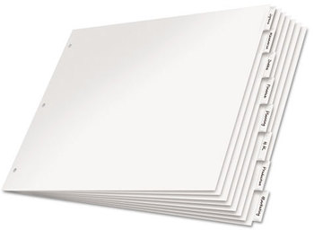 Cardinal® Paper Insertable Dividers,  8-Tab, 11 x 17, White Paper/Clear Tabs