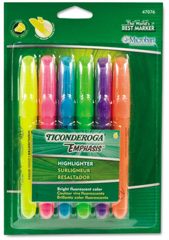 Ticonderoga® Emphasis™ Desk Style Highlighters,  Chisel Tip, 6/Set
