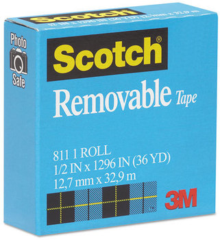 Scotch® Removable Tape,  1/2" x 1296", 1" Core