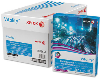 xerox™ Vitality™ Multipurpose Printer Paper Print 92 Bright, 3-Hole, 20 lb Bond Weight, 8.5 x 11, 500 Sheets/Ream, 10 Reams/Carton