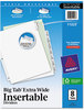 A Picture of product AVE-11223 Avery® Insertable Big Tab™ Dividers 8-Tab, 11.13 x 9.25, White, Clear Tabs, 1 Set