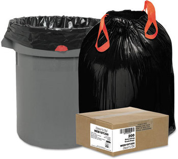 Draw 'n Tie® Heavy-Duty Trash Bags,  30gal, 1.2mil, 30 1/2 x 33, Black, 200/Box