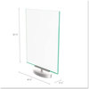 A Picture of product DEF-691590 deflecto® Superior Image® Swivel Sign Holder,  Green Tint, 8 1/2 x 11, Silver