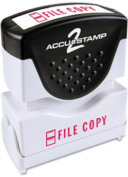 ACCUSTAMP2® Pre-Inked Shutter Stamp with Microban®,  Red, FILE COPY, 1 5/8 x 1/2