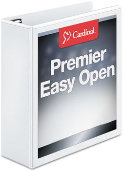 Cardinal® Premier Easy Open® ClearVue™ Locking Slant-D® Ring Binder,  3" Cap, 11 x 8 1/2, White