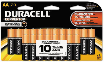 Duracell® CopperTop® Alkaline Batteries with Duralock Power Preserve™ Technology,  AA, 20/Pk