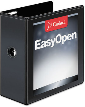 Cardinal® Premier Easy Open® ClearVue™ Locking Slant-D® Ring Binder,  5" Cap, 11 x 8 1/2, Black