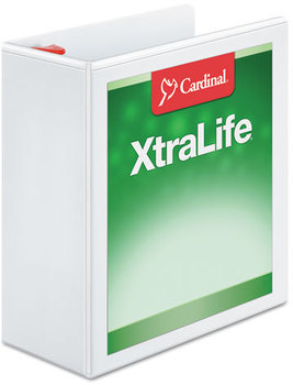 Cardinal® XtraLife® ClearVue™ Non-Stick Locking Slant-D® Ring Binder,  4" Cap, 11 x 8 1/2, White