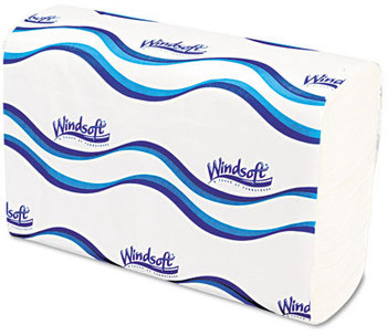 Windsoft® Folded Paper Towels,  1-Ply, 9 1/5 x 9 2/5, White, 250/Pack, 16/Carton.