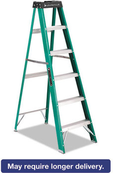 Louisville® Fiberglass Step Ladder,  6 ft, 5-Step, Green/Black