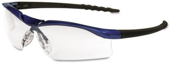 Crews® Dallas™ DL1 Series Anti Fog Safety Glasses. Metallic Blue Frame with Black Temples and Clear Lens.