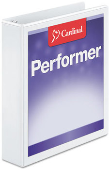 Cardinal® Performer™ ClearVue™ Slant-D® Ring Binder,  1 1/2" Cap, 11 x 8 1/2, White