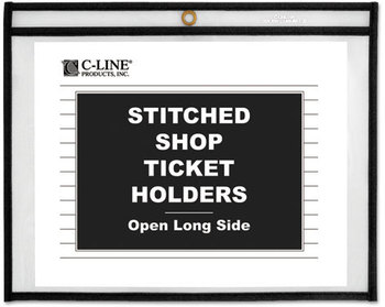 C-Line® Stitched Shop Ticket Holders,  Stitched, Sides Clear, 50", 11 x 8 1/2, 25/BX