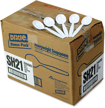 Dixie® Plastic Cutlery,  Heavyweight Soup Spoons, White, 1000/Carton