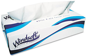 Windsoft® White Facial Tissue,  100/Box, 30 Boxes/Carton