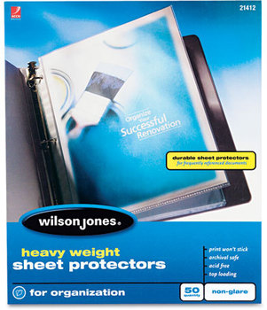 Wilson Jones® Heavyweight Top-Loading Sheet Protectors,  Nonglare Finish, Letter, 50/Box