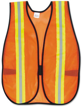 MCR™ Safety One Size Reflective Safety Vest,  2" Reflective Strips, Polyester, Side Straps, One Size