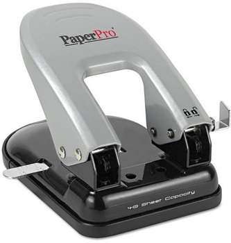 PaperPro® inDULGE™ Two-Hole Punch,  40-Sheet Capacity, Black/Silver