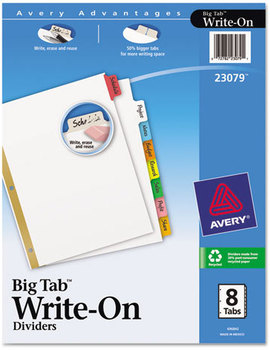 Avery® Write & Erase Big Tab™ Paper Dividers and 8-Tab, 11 x 8.5, White, Assorted Tabs,1 Set