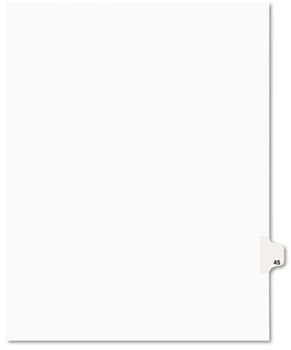 Avery® Preprinted Legal Exhibit Index Tab Dividers with Black and White Tabs,  Title: 45, Letter, White, 25/Pack