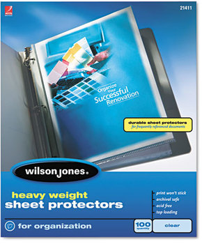 Wilson Jones® Heavyweight Top-Loading Sheet Protectors,  Letter, 100/Box