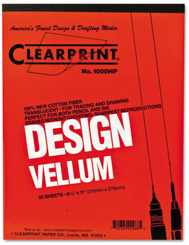 Clearprint® Design Vellum Paper,  16lb, White, 8-1/2 x 11, 50 Sheets/Pad