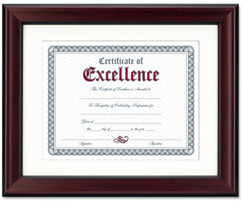 DAX® Rosewood Document Frame,  Wall-Mount, Plastic, 11 x 14, 8 1/2 x 11