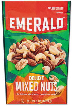 Emerald® Snack Nuts, Deluxe Mixed Nuts, 5 oz Pack, 6/Carton