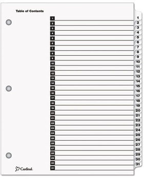 Cardinal® OneStep® Printable Table of Contents and Dividers,  31-Tab, 1-31, Letter, White, 31/Set