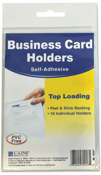 C-Line® Self-Adhesive Business Card Holders,  Top Load, 3 1/2 x 2, Clear, 10/Pack