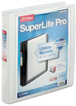 Cardinal® SuperLife™ Pro Easy Open® ClearVue™ Locking Slant-D® Ring Binder,  1.5", 11 x 8 1/2, White