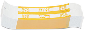 Coin-Tainer® Currency Straps,  Yellow, $1,000 in $10 Bills, 1000 Bands/Pack