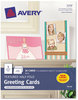 A Picture of product AVE-3378 Avery® Greeting Cards with Matching Envelopes Half-Fold Inkjet, 65 lb, 5.5 x 8.5, Textured Uncoated White, 1 Card/Sheet, 30 Sheets/Box