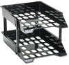 A Picture of product DEF-63304 deflecto® Super Tray® Unbreakable Countertop Tray Set,  Two Tier, Plastic, Black