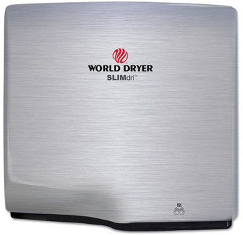 WORLD DRYER® SlimDri Hand Dryer. Brushed Stainless Steel. 950W