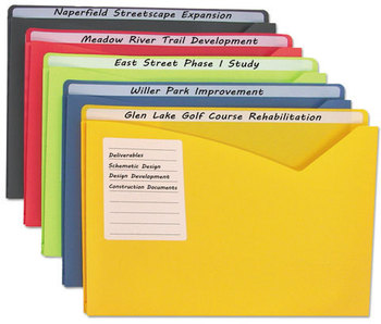 C-Line® Write-On Poly File Jackets,  1" Exp., Letter, Assorted Colors, 25/BX