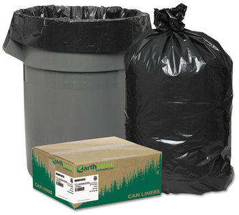 Earthsense® Commercial Linear Low Density Recycled Can Liners,  33gal, 1.25mil, 33 x 39, Black, 100/Carton