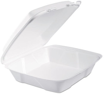 Dart® Foam Hinged Lid Containers,  9.375 x 9.375 x 3, White, 200/Carton