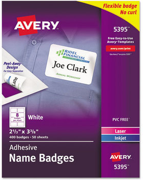 Avery® Flexible Adhesive Name Badge Labels 3.38 x 2.33, White, 400/Box