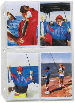 C-Line® Traditional Clear Photo Holders,  3-1/2 x 5 Photos, 3-Hole Punched, 11-1/4 x 8-1/8