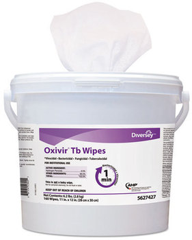 Diversey™ Oxivir® TB Disinfectant Wipes. 11" x 12" Wipe. 160 Wipes/Bucket, 4 Buckets/Case.