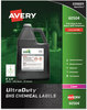 A Picture of product AVE-60504 Avery® UltraDuty® GHS Chemical Waterproof & UV Resistant Labels and 4 x White, 4/Sheet, 50 Sheets/Box