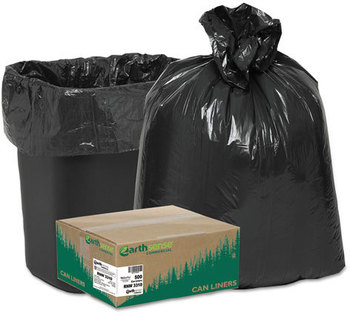Earthsense® Commercial Linear Low Density Recycled Can Liners,  16gal, .85 Mil, 24 x 33, Black, 500/Carton