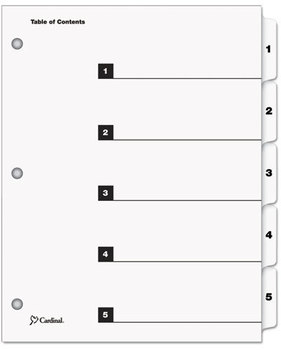 Cardinal® OneStep® Printable Table of Contents and Dividers,  5-Tab, 1-5, Letter, White, 5/Set