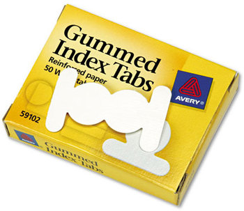 Avery® Write-On Gummed Index Tabs,  1/2 in, White, 50/Pack