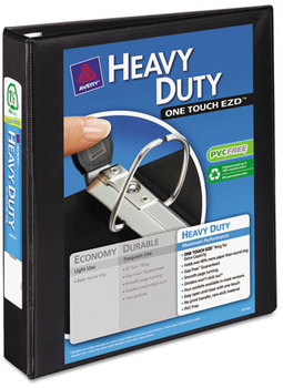 Avery® Heavy-Duty View Binder with DuraHinge® and One Touch EZD® Rings 3 1.5" Capacity, 11 x 8.5, Black