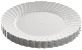 WNA Classicware® Plastic Dinnerware,  9" Dia, White, 12/Pack
