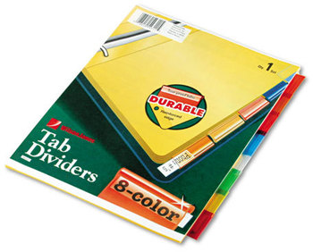 Wilson Jones® Insertable Tab Dividers,  Multicolor 8-Tab, Letter, Buff