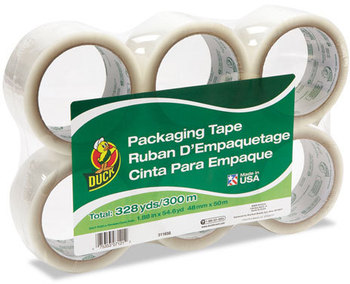 Duck® Commercial Grade Packaging Tape,  2" x 22, 1.88" x 55 yds, Clear, 3" Core, 6/Pack