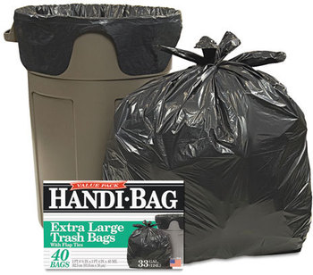 Handi-Bag® Super Value Pack,  33gal, .65mil, 32.5 x 40, Black, 40/Box